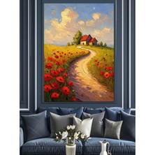 Gelincik Tarlasında Bahar Rüyası Dekoratif Kanvas - Mdf Ahşap Tablo