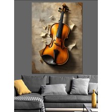 Kemanın Ahşap Sessiz Melodisi Dekoratif Kanvas - Mdf Ahşap Tablo