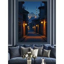 Sokak Lambalarında Sessiz Şehir Dekoratif Kanvas - Mdf Ahşap Tablo
