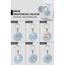 Giftcrea Yeni Doğan Erkek Bebek Için Hoş Geldin Anahtarlık – Yuvarlak Açacaklı Tasarım Modelli