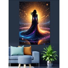 Yıldız Tozunda Gezen Kadın Dekoratif Kanvas - Mdf Ahşap Tablo