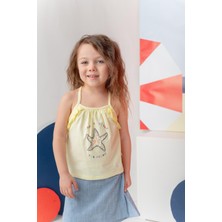 Kız Çocuk Paradıse Baskılı Askılı T-Shirt - Sarı