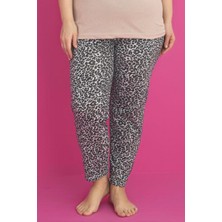 X-Dreamy Büyük Beden Pamuklu Leopar Desenli Kısa Kollu Pijama Takımı