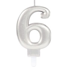 Büro Ev Ofis Dekoru Için Silver 6 Rakamı Mum