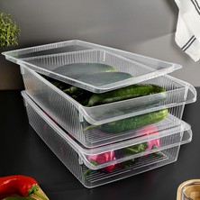 Meleni Home 2 Adet Kapaklı Saklama Kabı - Organizer Düzenleyici Meyve Sebze Erzak Kabı Saklama Kutusu 4 Litre