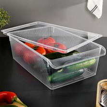 Meleni Home 1 Adet Kapaklı Saklama Kabı - Organizer Düzenleyici Meyve Sebze Erzak Kabı Saklama Kutusu 6 Litre