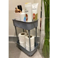 2 Katlı Plastik Organizer , Banyo Mutfak Dolap Içi Düzenleyici , GRİ