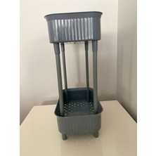 2 Katlı Plastik Organizer , Banyo Mutfak Dolap Içi Düzenleyici , GRİ