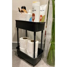 2 Katlı Plastik Organizer , Banyo Mutfak Dolap Içi Düzenleyici , SİYAH
