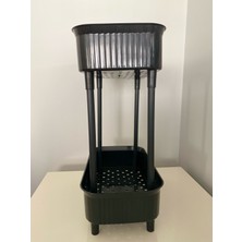 2 Katlı Plastik Organizer , Banyo Mutfak Dolap Içi Düzenleyici , SİYAH