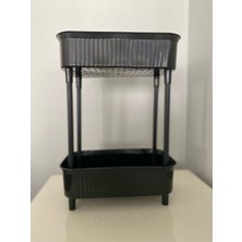 2 Katlı Plastik Organizer , Banyo Mutfak Dolap Içi Düzenleyici , SİYAH