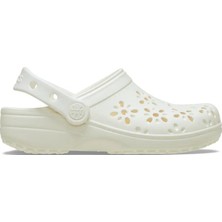 Crocs Classic Floral Cut Out Clog Kadın Krem Terlik.0WV