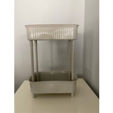 2 Katlı Plastik Organizer , Banyo Mutfak Dolap Içi Düzenleyici ,BEJ