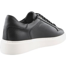 Siyah Beyaz  Deri Bağcıklı Günlük Sneaker Ayakkabı
