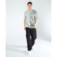 Oversıze Unisex Baskılı T-Shırt Grey