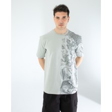 Oversıze Unisex Baskılı T-Shırt Grey