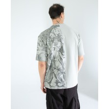 Oversıze Unisex Baskılı T-Shırt Grey