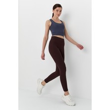 Fitilli Yüksek Bel Tayt Kahve