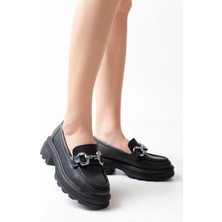 745-773 Siyah Günlük Yüksek Tabanlı Loafer Ayakkabı