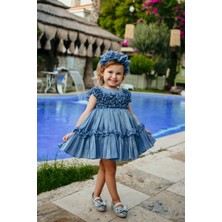 Kız Çocuk Özel Gün Abiye Elbise - Fırfırlı, Özel Tasarım - Taç Aksesuarlı Abiye ELBISE_2461