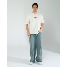 Oversıze Unisex Baskılı T-Shırt Rıch Ecrou