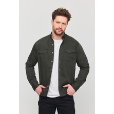 YXC Trend Maker Slim Fit Erkek Dar Kesim Pamuklu Çıçıtlı Kot Gömlek