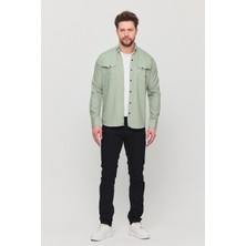 YXC Trend Maker Slim Fit Erkek Dar Kesim Pamuklu Çıçıtlı Kot Gömlek