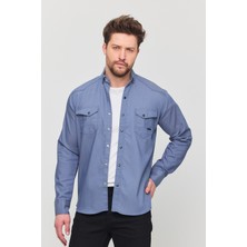 YXC Trend Maker Slim Fit Erkek Dar Kesim Pamuklu Çıçıtlı Kot Gömlek