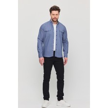 YXC Trend Maker Slim Fit Erkek Dar Kesim Pamuklu Çıçıtlı Kot Gömlek
