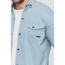 YXC Trend Maker Slim Fit Erkek Dar Kesim Pamuklu Çıçıtlı Kot Gömlek