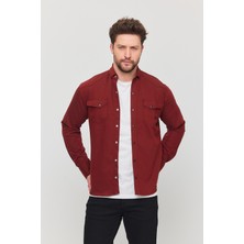 YXC Trend Maker Slim Fit Erkek Dar Kesim Pamuklu Çıçıtlı Kot Gömlek
