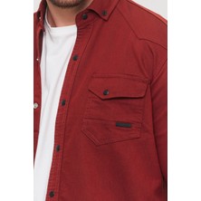 YXC Trend Maker Slim Fit Erkek Dar Kesim Pamuklu Çıçıtlı Kot Gömlek