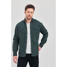 YXC Trend Maker Slim Fit Erkek Dar Kesim Pamuklu Çıçıtlı Kot Gömlek