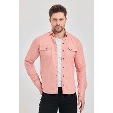 YXC Trend Maker Slim Fit Erkek Dar Kesim Pamuklu Çıçıtlı Kot Gömlek