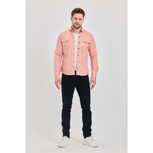 YXC Trend Maker Slim Fit Erkek Dar Kesim Pamuklu Çıçıtlı Kot Gömlek