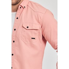YXC Trend Maker Slim Fit Erkek Dar Kesim Pamuklu Çıçıtlı Kot Gömlek