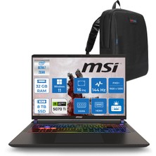 MSI Msı Vector 16 Intel Core Ultra 7 255HX 32GB 4tb + 4tb SSD RTX5070TI 12GB Tdp 140W Gddr7 Windows 11 Home 16" Fhd+ 144Hz Taşınabilir Bilgisayar A2XWHG091XTRH15 + Zetta Çanta