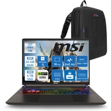 MSI Msı Vector 16 Intel Core Ultra 9 275HX 24GB 4tb SSD RTX5080 16GB Tdp 175W Gddr7 Windows 11 Pro 16" Qhd+ 240Hz Taşınabilir Bilgisayar A2XWIG090XTRP09 + Zetta Çanta