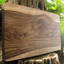 El Yapımı Tek Parça Doğal Ahşap Kesme Tahtası Ceviz (40X23CM)