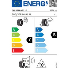 Falken 205/55 R16 91H Tl Euroall Season AS210 Oto Dört Mevsim Lastiği (Üretim Yılı: 2025)
