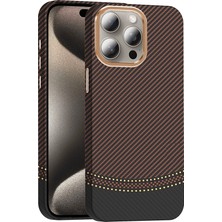 Başkenttekno Apple iPhone 15 Pro Kılıf Kablosuz Şarj Özellikli Karbon Fiber Görünümlü Gros Kapak
