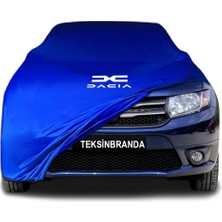 Dacia Logan 2 (2012 - 2020) Mavi Kumaş Araba Branda Logolu Kumaş Araba Brandası Penye Oto Branda