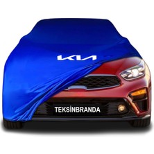 Kia Forte 3 Hatchback  Mavi Kumaş Araba Branda Logolu Kumaş Araba Brandası Penye Oto Branda
