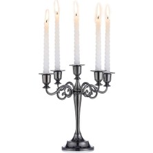 5 Gözlü Metal Şık Restoran Düğün Şamdan Dekoratif Mumluk MT156SY