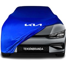 Kia Ev6 (2021- )  Mavi Kumaş Araba Branda Logolu Kumaş Araba Brandası Penye Oto Branda