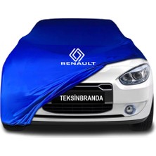 Renault Fluence Mavi Kumaş Araba Branda Logolu Penye Oto Branda