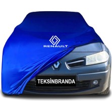Renault Megane 2 Hatchback (2002 - 2008) Mavi Kumaş Araba Branda Logolu Penye Oto Branda