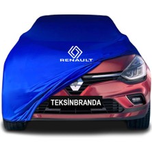 Renault Clio 4 (2012 - 2019) Hb Mavi Kumaş Araba Branda Logolu Penye Oto Branda