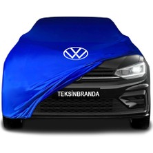 Volkswagen Touran 2  Mavi Kumaş Araba Branda Logolu Kumaş Araba Brandası Penye Oto Branda