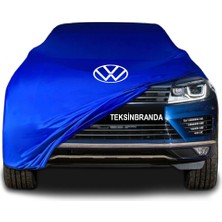 Volkswagen Touareg 2 (7p) (2010 - 2018) Mavi Kumaş Araba Branda Logolu Kumaş Araba Brandası Penye Oto Branda